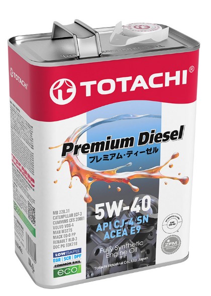 Масло моторное TOTACHI 5W-40 Premium Diesel Fully Synthetic A3/B4/E9 CJ-4/SM синтетическое 4л