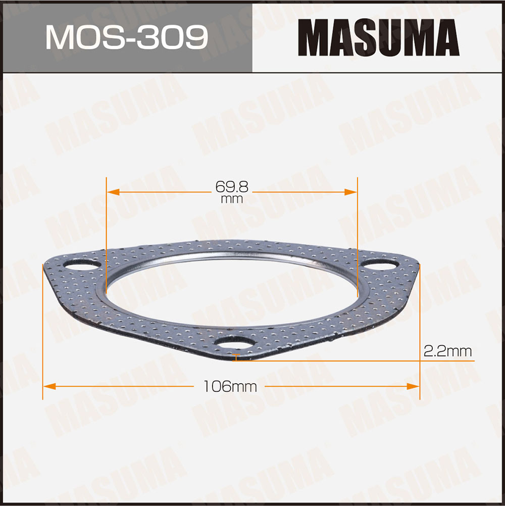 Прокладка глушителя 69.8x106x2.2 Masuma