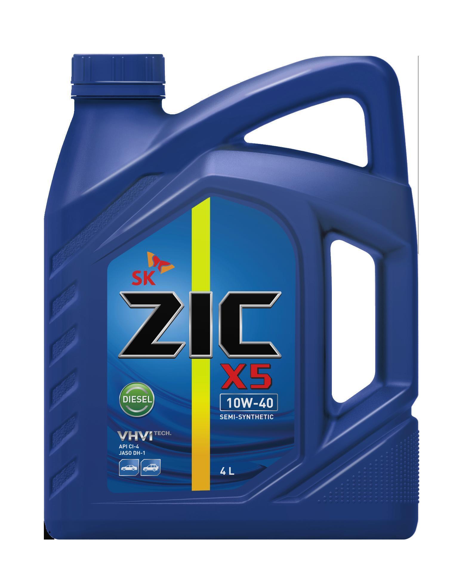 Масло моторное ZIC 10W-40 X5 Diesel API Cl-4/SL п/синтетическое 4л / 10W40