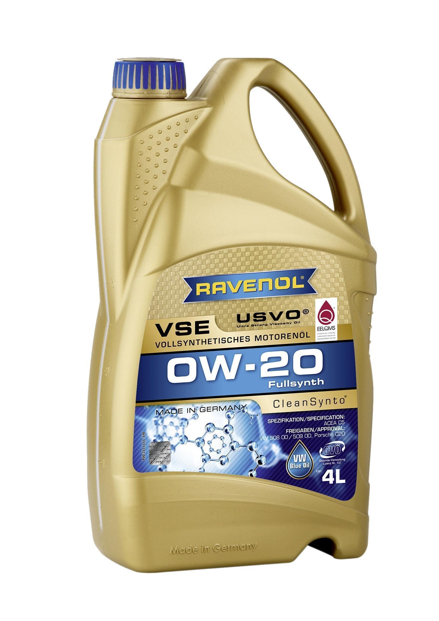 Масло моторное Ravenol 0W-20 VSE C5 синтетическое 4л / 0W20